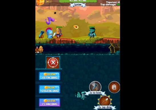 Gameplay screenshot from tap knight rpg clicker hero game for Android