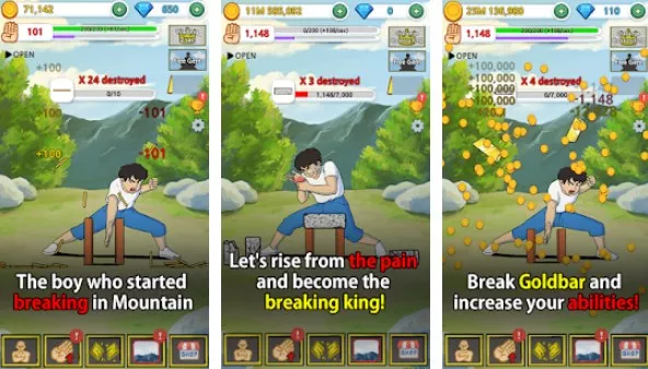 Gameplay screenshot from tap tap breaking break everything clicker game for Android