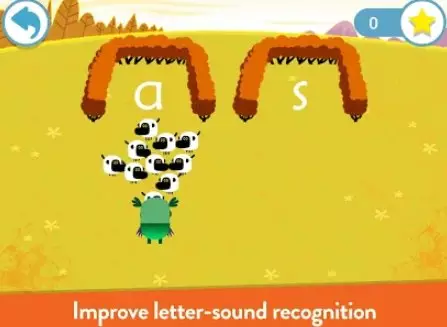 Gameplay screenshot from teach your monster to read phonics and reading for Android
