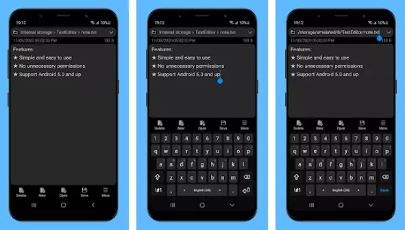 Gameplay screenshot from text editor create and edit text files for Android