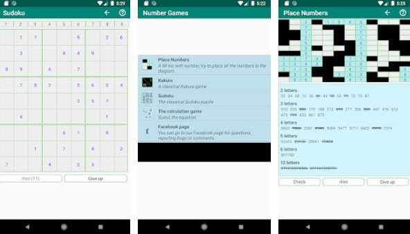 Gameplay screenshot from the number games for Android