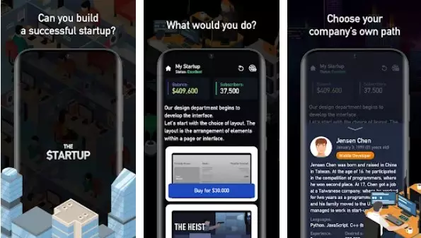 Gameplay screenshot from the startup interactive game for Android