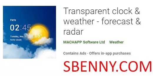transparent clock and weather forecast and radar