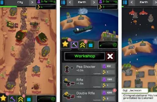Gameplay screenshot from turret fusion idle clicker for Android
