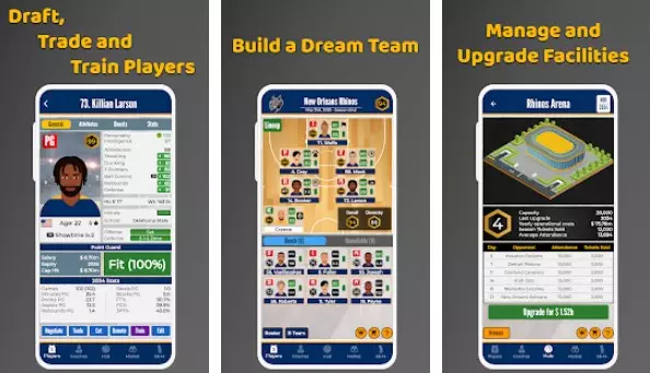 Gameplay screenshot from ultimate basketball general manager sport sim for Android