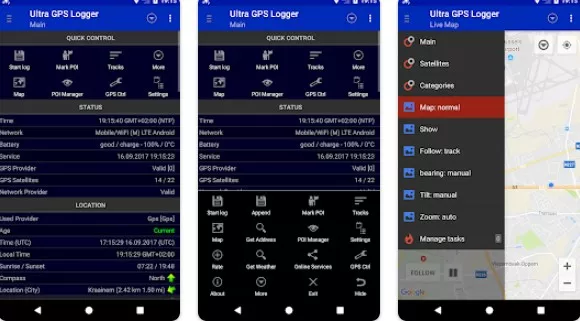 Gameplay screenshot from ultra gps logger for Android