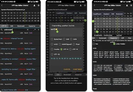 Gameplay screenshot from utf hex editor binary viewer for Android