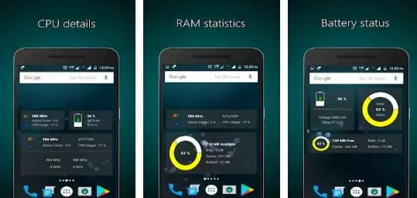 Gameplay screenshot from widgets cpu ram battery for Android