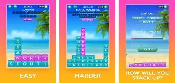 Gameplay screenshot from word stacks for Android