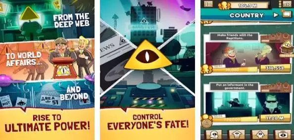 Gameplay screenshot from we are illuminati conspiracy simulator clicker for Android