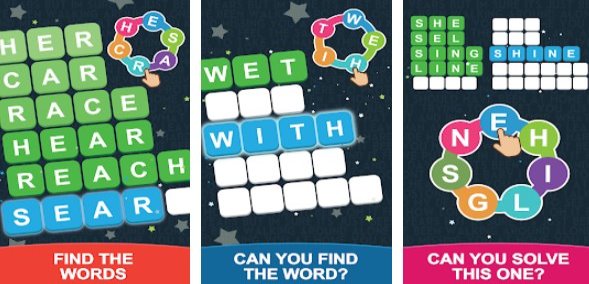 Gameplay screenshot from word search unscramble words for Android