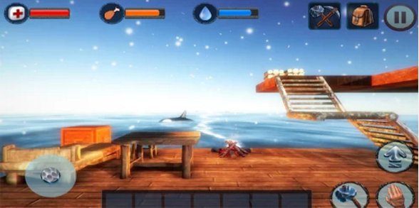 Gameplay screenshot from winter survival on raft 3d for Android