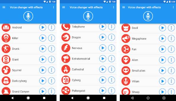 Gameplay screenshot from Voice changer with effects for Android
