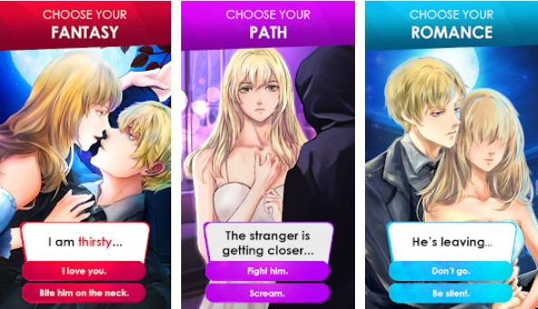 Gameplay screenshot from vampire lovers interactive romance game otome for Android
