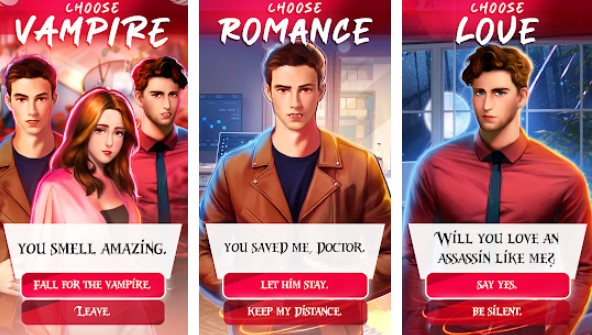 Gameplay screenshot from vampire romance story games for Android