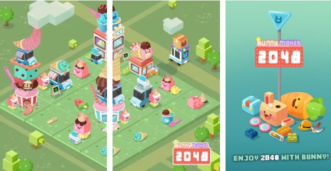Gameplay screenshot from vip 2048 bunny maker bunny city building for Android