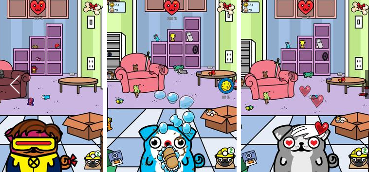 Gameplay screenshot from virtual pet pug dog Collector for Android