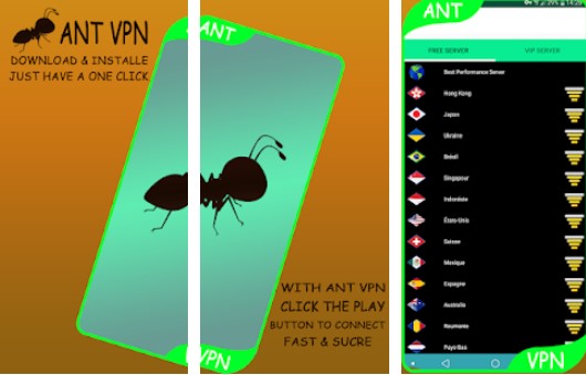 Gameplay screenshot from vpn ant lite free and unlimited and fast for Android
