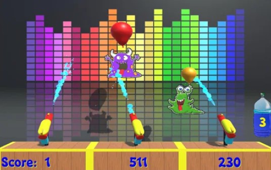 Gameplay screenshot from water gun balloon pop pro for Android