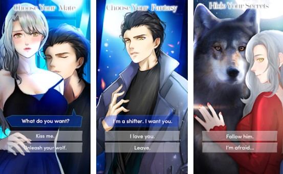 Gameplay screenshot from werewolf lover interactive romance game otome for Android