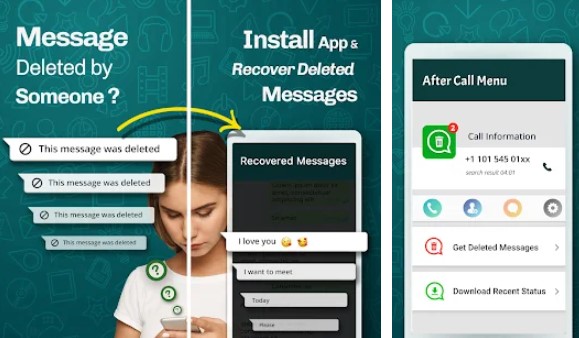 Gameplay screenshot from whatsdeleted recover deleted messages for Android