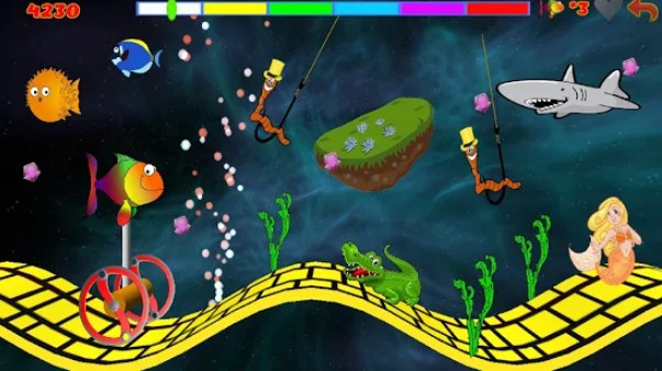 Gameplay screenshot from wheely the space fish pro for Android