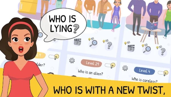 Gameplay screenshot from who is 2 tricky chats and brain puzzles for Android