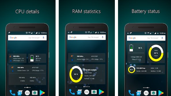 widgets cpu ram batterija MOD APK Android