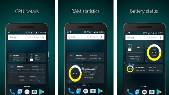 Gameplay screenshot from widgets cpu ram battery for Android