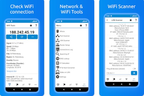 Gameplay screenshot from wifi tools network scanner for Android