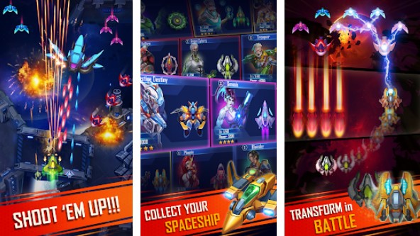 Gameplay screenshot from windwings space shooter galaxy attack premium for Android