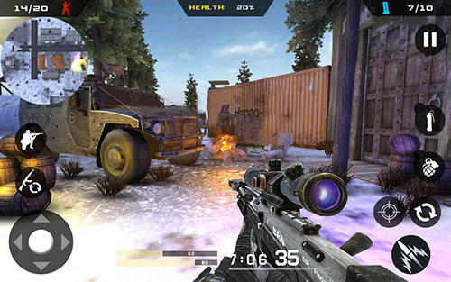 Gameplay screenshot from winter mountain sniper modern shooter combat for Android