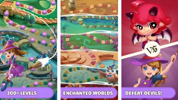 Gameplay screenshot from witch magic bubble shooter for Android
