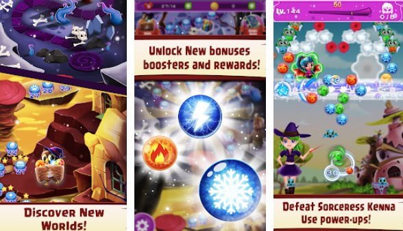 Gameplay screenshot from witchland magic bubble shooter for Android