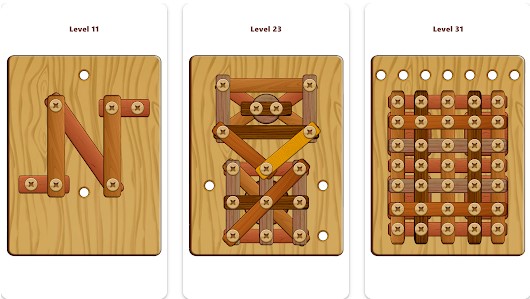 Gameplay screenshot from wood nuts and bolts puzzle for Android