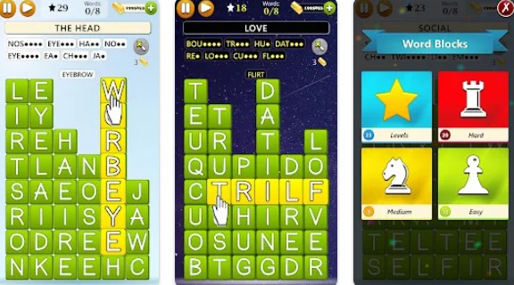 Gameplay screenshot from word blocks word game for Android