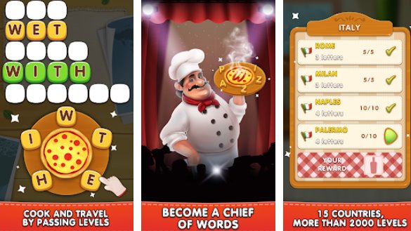 Gameplay screenshot from word pizza for Android