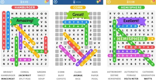 Gameplay screenshot from word search for Android