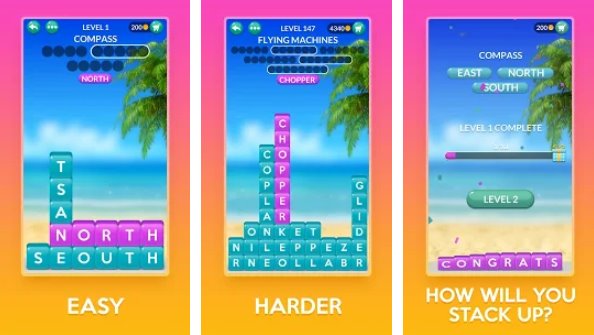 Gameplay screenshot from word stacks for Android