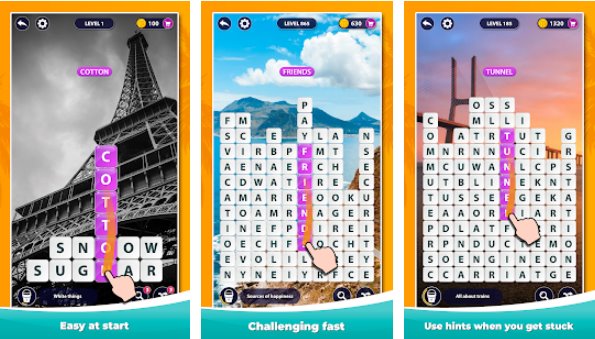 Gameplay screenshot from word surf word game for Android