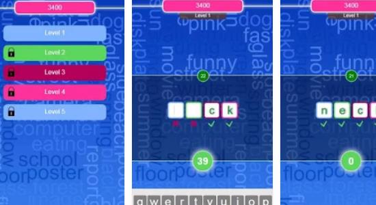 Gameplay screenshot from wordil spelling word guess game for Android