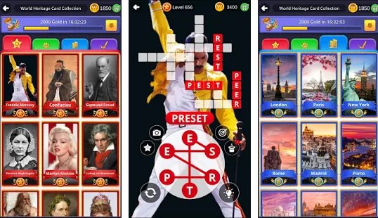 Gameplay screenshot from wordmonger the collectible word game for Android