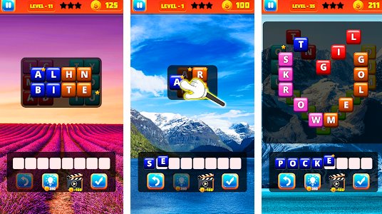 Gameplay screenshot from wordy hunt and collect word puzzle game for Android