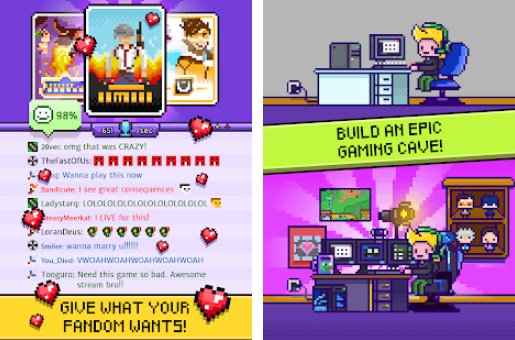 Gameplay screenshot from x streamer livestream simulator clicker game for Android