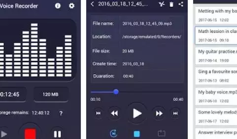 Gameplay screenshot from voice recorder pro for Android