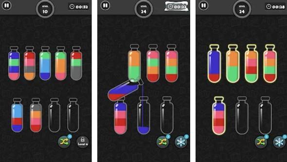 Gameplay screenshot from water sort color premium for Android