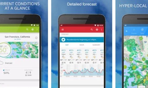 Gameplay screenshot from weather underground forecasts for Android