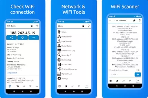 Gameplay screenshot from wifi tools network scanner for Android