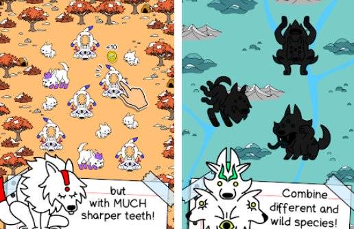 Gameplay screenshot from wolf evolution merge and create mutant wild dogs for Android