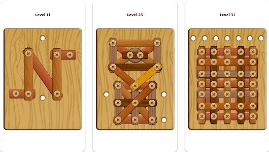 Gameplay screenshot from wood nuts and bolts puzzle for Android
